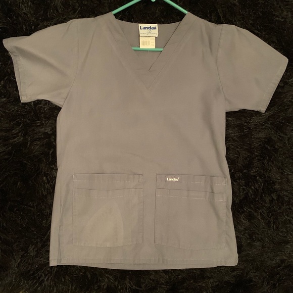 Set of 3 Gray Landau Scrub Tops - Picture 2 of 4